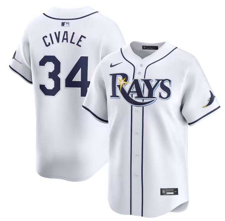 Men%27s Tampa Bay Rays #34 aron Civale White Home Limited Stitched Baseball Jersey Dzhi->tampa bay rays->MLB Jersey